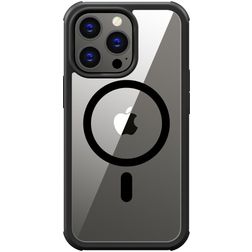 Valenta Full Cover Coque iPhone 15 Pro Max MagSafe Coque arrière en Verre trempé Anti-Chocs - Transparent / Noir