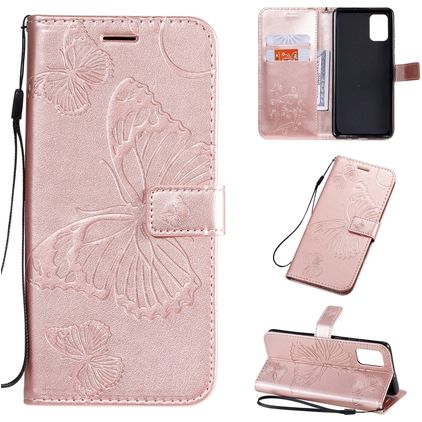 Mobigear Butterfly Housse Samsung Galaxy A71 Etui Porte-Monnaie - Rose doré