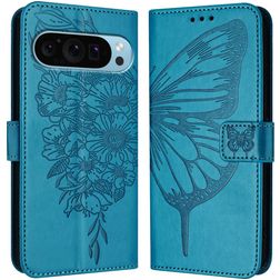 Mobigear Butterfly Housse Google Pixel 9 Pro XL Etui Porte-Monnaie - Bleu