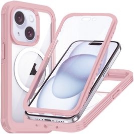 Mobigear Rugged Mag Coque iPhone 15 Plus MagSafe Coque arrière Rigide Anti-Chocs - Rose