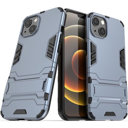 Mobigear Armor Stand Coque iPhone 13 Coque arrière Rigide Anti-Chocs avec Support Amovible - Bleu