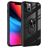 Mobigear Crystal Ring Coque iPhone 14 Coque arrière Rigide avec Anneau-Support - Transparent / Noir