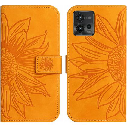 Mobigear Sunflower Motorola Moto G72 Étui Portefeuille - Cognac