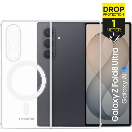 Mobilize Naked Protection Coque Transparente Samsung Galaxy Z Fold 8 MagSafe Coque arrière Rigide Anti-Chocs - Transparent