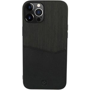 Valenta Card Slot Coque iPhone 13 Pro Max Coque arrière en Cuir Véritable avec Porte-Cartes - Noir