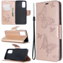 Mobigear Butterfly Housse Samsung Galaxy S20 Etui Porte-Monnaie - Rose doré
