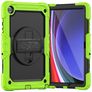 Mobigear SureGrip Xtreme Coque Samsung Galaxy Tab A9 Plus (2023) Coque arrière en Plastique rigide,Silicone + Bandoulière + Support Amovible - Vert