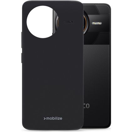 Mobilize Rubber Gelly Coque POCO F7 Ultra Coque arrière en TPU Souple - Noir