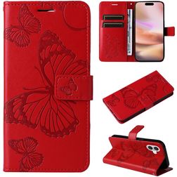 Mobigear Butterfly Housse iPhone 16 Plus Etui Porte-Monnaie - Rouge