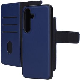 Mobiparts Housse Samsung Galaxy S25 Etui avec Coque Détachable en Cuir Véritable Porte-Monnaie - Bleu