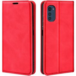 Mobigear Retro Slim Housse Motorola Moto E32s Etui Porte-Monnaie - Rouge
