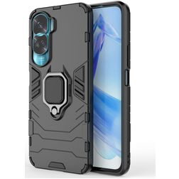 Mobigear Armor Ring Coque HONOR 90 Lite Coque arrière Rigide Anti-Chocs avec Anneau-Support - Noir