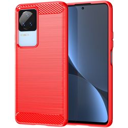 Mobigear Brushed Slim Coque POCO F4 Coque arrière en TPU Souple - Rouge