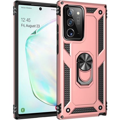 Mobigear Armor Ring Coque Samsung Galaxy Note 20 Ultra Coque arrière Rigide Anti-Chocs avec Anneau-Support - Rose doré