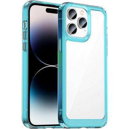 Mobigear Crystal Coque iPhone 14 Pro Coque arrière Rigide - Transparent / Turquoise