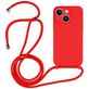 Mobigear Lanyard iPhone 15 Coque avec cordon en Silicone - Rouge