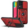 Mobigear Armor Ring Cam Slide Coque Samsung Galaxy M53 Coque arrière Rigide Anti-Chocs avec Anneau-Support - Rouge