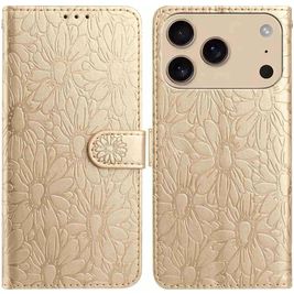 Mobigear Flowers Housse iPhone 17 Pro Etui Porte-Monnaie - Or