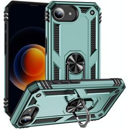Mobigear Armor Ring iPhone 17e Plastique rigide Coque arrière Antichoc avec bague de maintien - Vert
