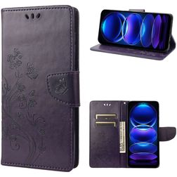 Mobigear Flowers Housse Xiaomi Redmi Note 12 Pro Plus Etui Porte-Monnaie - Violet