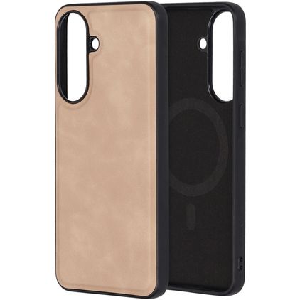 Mobiparts Classic Coque Samsung Galaxy A57 MagSafe Coque arrière en TPU,Similicuir - Moonstone Beige