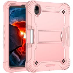 Mobigear ShieldStand Coque iPad Mini 6 (2021) Coque arrière en Plastique rigide,Silicone + Porte-crayon + Support Amovible - Rose