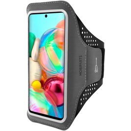 Mobiparts Comfort Fit Brassard Téléphone Samsung Galaxy A71 Brassard Coque de Sport en Neoprène - Noir
