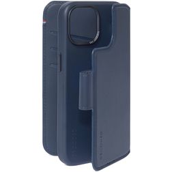 Decoded Detachable Wallet Housse iPhone 15 Plus MagSafe Etui avec Coque Détachable en Cuir Véritable Porte-Monnaie - Bleu