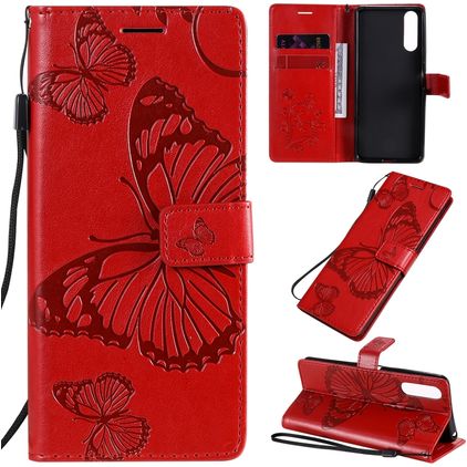 Mobigear Butterfly Housse Sony Xperia 10 II Etui Porte-Monnaie - Rouge