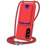 Mobigear Lanyard Card Samsung Galaxy A57 Coque avec cordon en Silicone et Porte-Cartes - Rouge
