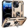 Mobigear Armor Ring Coque iPhone 15 Plus Coque arrière Rigide Anti-Chocs avec Anneau-Support - Or