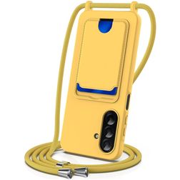 Mobigear Lanyard Card Samsung Galaxy A57 Silicone Coque avec cordon et porte-cartes - Jaune