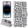 Mobigear Leopard Housse iPhone 14 Pro Max Etui Porte-Monnaie - Blanc