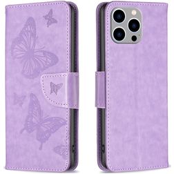 Mobigear Butterfly Housse iPhone 15 Pro Max Etui Porte-Monnaie - Violet