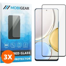 Mobigear Premium HONOR Magic 4 Lite Verre trempé Protection d'écran - Compatible Coque - Noir (Lot de 3)