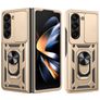 Mobigear Armor Ring Cam Slide Coque Samsung Galaxy Z Fold 7 Coque arrière Rigide Anti-Chocs avec Anneau-Support et Protecteur Lentilles - Or