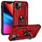 Mobigear Armor Ring Coque iPhone 14 Coque arrière Rigide Anti-Chocs avec Anneau-Support - Rouge