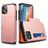 Mobigear Card Coque iPhone 12 Mini Coque arrière Rigide Anti-Chocs avec Porte-Cartes - Rose doré