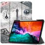 Mobigear Tri-Fold Gel Coque iPad Pro 12.9 Pouces (2021) Etui en TPU,Similicuir + Porte-crayon - tour Eiffel