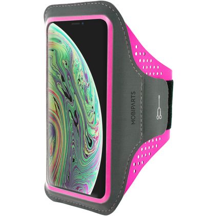 Mobiparts Comfort Fit Brassard Téléphone iPhone XS Brassard Coque de Sport en Neoprène - Neon Pink
