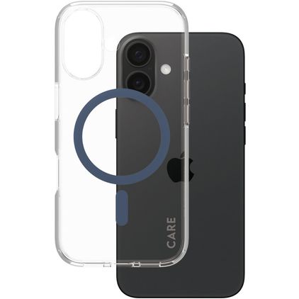 CARE by PanzerGlass Urban Combat iPhone 16 MagSafe Plastique rigide Coque arrière - Transparent / Bleu