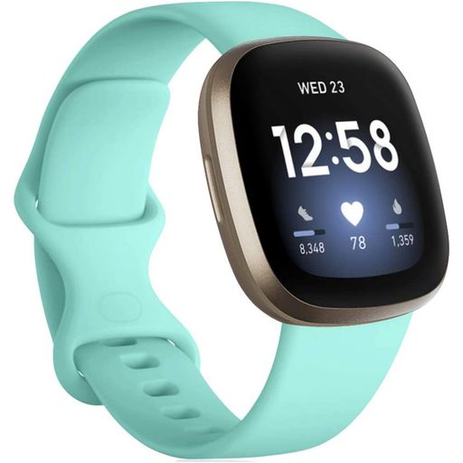 Mobigear Sport Dual Bracelet Silicone Fitbit Versa 3 Fermeture à clou et passant - Turquoise