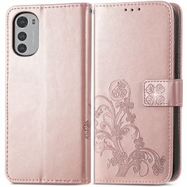 Mobigear Clover Housse Motorola Moto E32 Etui Porte-Monnaie - Rose doré
