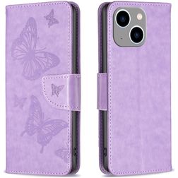 Mobigear Butterfly Housse iPhone 15 Plus Etui Porte-Monnaie - Violet
