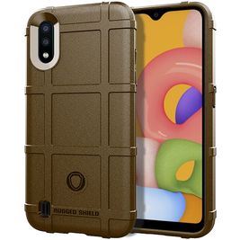 Mobigear Rugged Shield Coque Samsung Galaxy A01 Coque arrière en TPU Souple Anti-Chocs - Marron