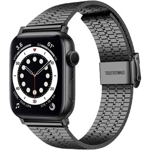 Mobigear Kopenhagen Bracelet Acier Apple Watch Fermeture à pince - 49/46/45/44 mm - Noir