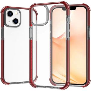 Mobigear Full Bumper Coque iPhone 14 Coque arrière Rigide Anti-Chocs - Transparent / Rouge