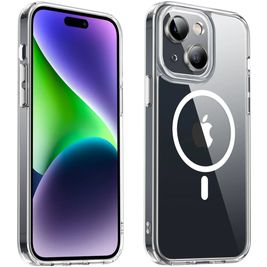 Valenta Trend Coque iPhone 15 Plus MagSafe Coque arrière Rigide - Transparent / Blanc