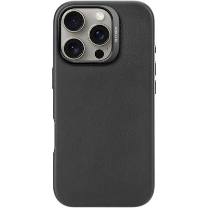 Decoded Coque iPhone 16 Pro MagSafe Coque arrière en Cuir Véritable - Noir