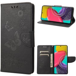 Mobigear Butterfly Housse Samsung Galaxy M53 Etui Porte-Monnaie - Noir